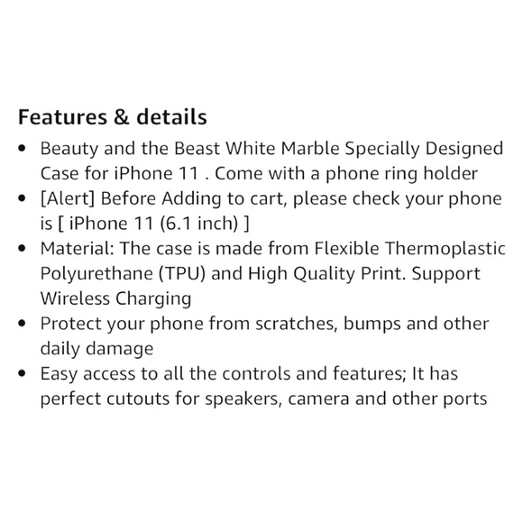 iPhone 11 BEAUTY & THE BEAST MARBLED CASE & RING KICKSTAND! NEVER USED! - Picture 11 of 15